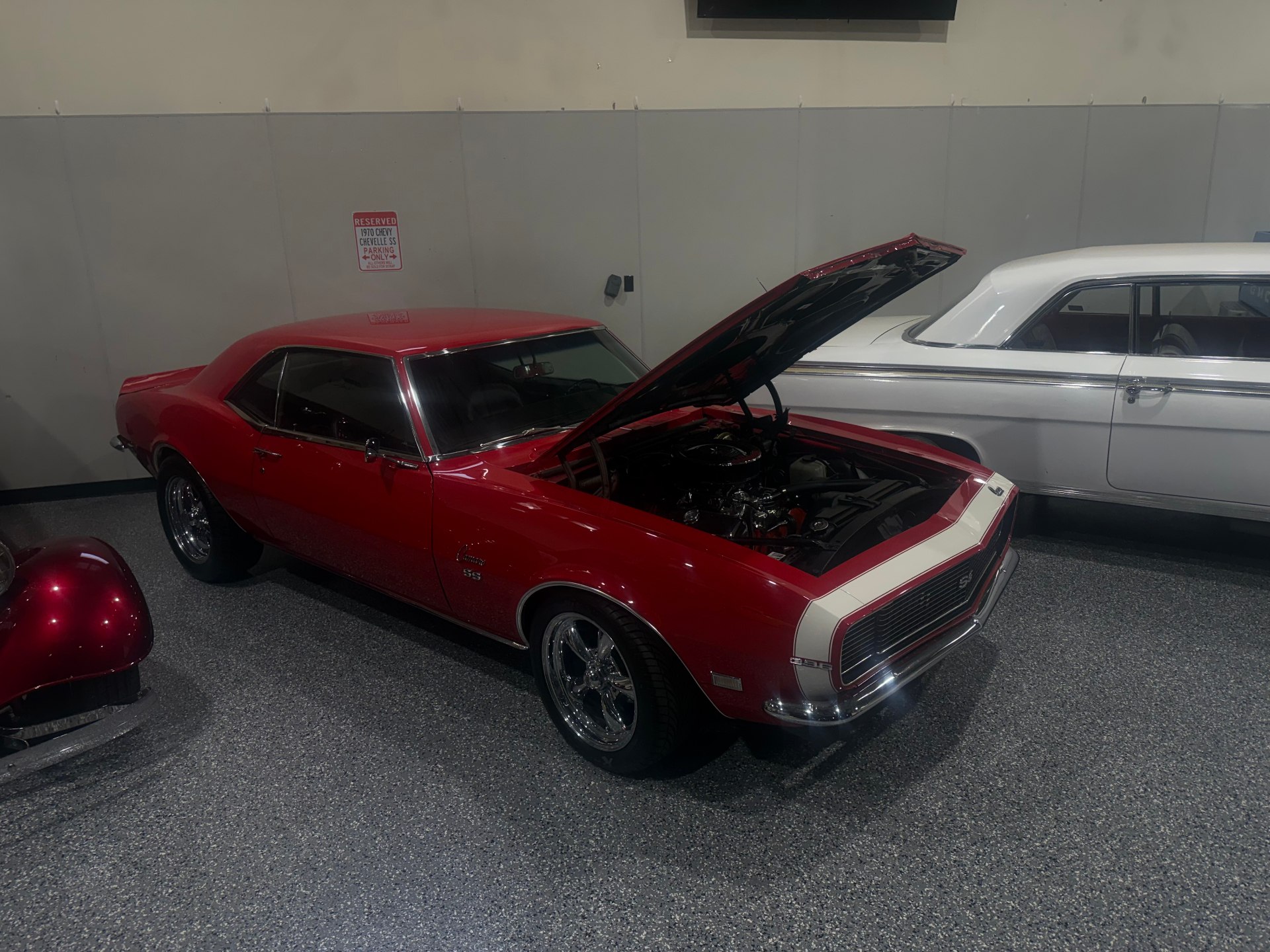 Red Camaro SS in the Hoboz shop